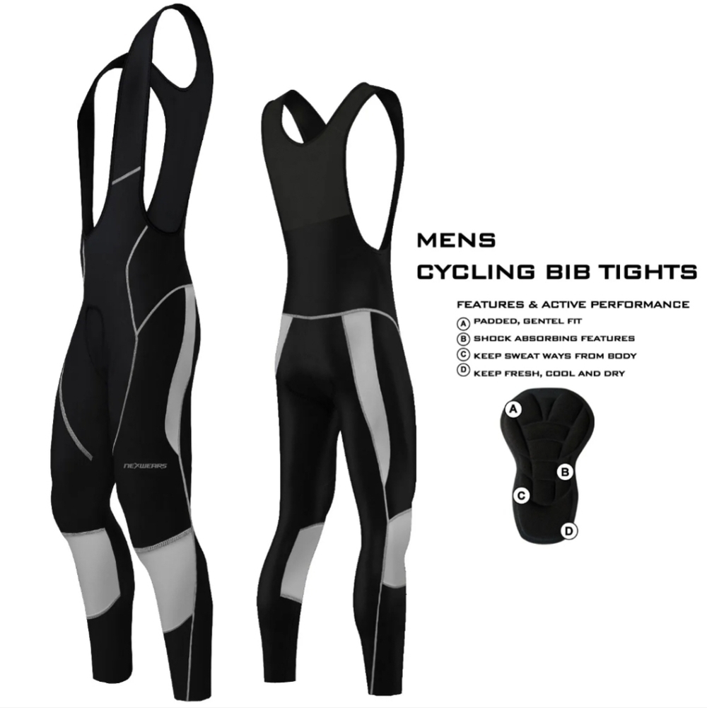 Nexwears Men's Black and gray Cicling Bib tight active Performance size Large